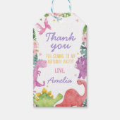 Schattig Dinosaurus Meisje Verjaardagsfeestje Dank Cadeaulabel (Voorkant)