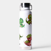 Schattig dinosauruspatroon Kinder gepersonaliseerd Waterfles (Achterkant)