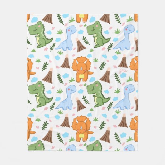 Schattig dinosauruspatroon voor kinderen fleece deken (Voorkant)