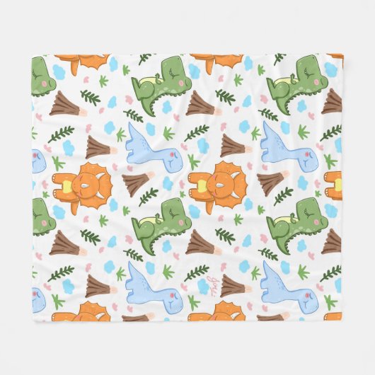 Schattig dinosauruspatroon voor kinderen fleece deken (Voorkant (Horizontaal))