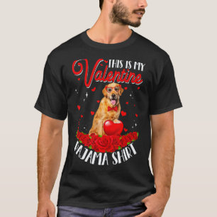 Schattig Dit Is Mijn Valentijn Pyjama Goud Retriev T-shirt