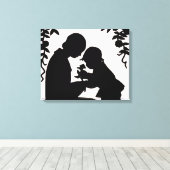 Schattig doek voor moeder en kind canvas afdruk (Insitu (Houten vloer))