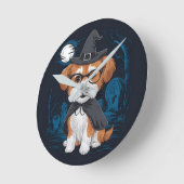 Schattig Dog Day Halloween Celebration ontwerp. Ronde Klok (Hoek)