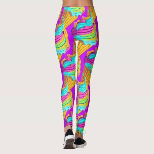 Schattig Doll Meisje Neon Roze Dessert Patroon Paa Leggings (Achterkant)