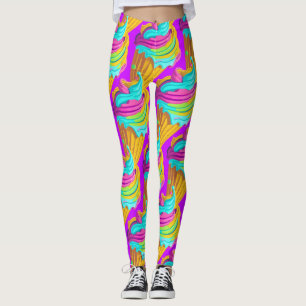 Schattig Doll Meisje Neon Roze Dessert Patroon Paa Leggings