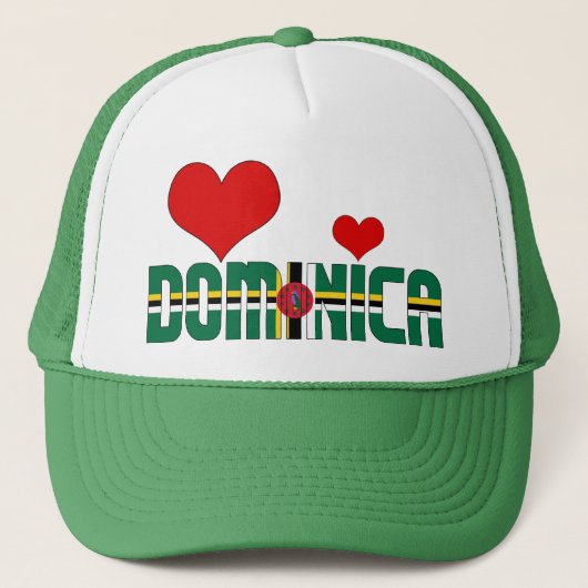 Schattig Dominica Vlaggenharten Patriottisch Trucker Pet (Voorkant)