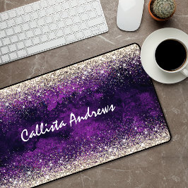 Schattig donker paarse gouden faux glitter bureaumat