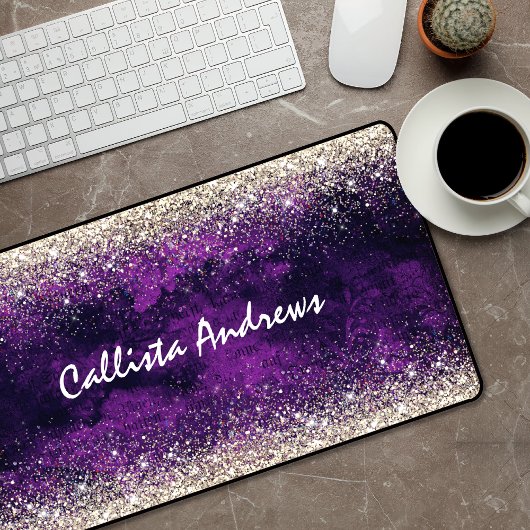 Schattig donker paarse gouden faux glitter bureaumat