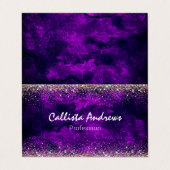 Schattig donker paarse gouden faux glitter visitekaartje (Buitenkant ongevouwen)