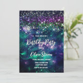 Schattig donker paarse groene faux glitter kaart (Staand voorkant)