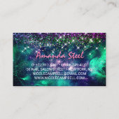 Schattig donker paarse groene faux glitter visitekaartje (Achterkant)