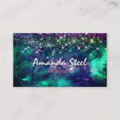 Schattig donker paarse groene faux glitter visitekaartje (Voorkant)