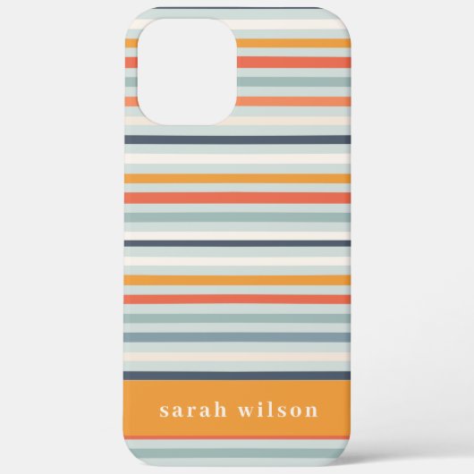 Schattig donkeroranje blauw oker gestreept patroon Case-Mate iPhone case (Achterkant)