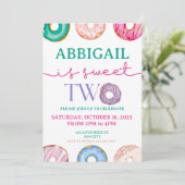 Schattig Donut Party Sweet twee 2e verjaardag Kaart (Staand voorkant)