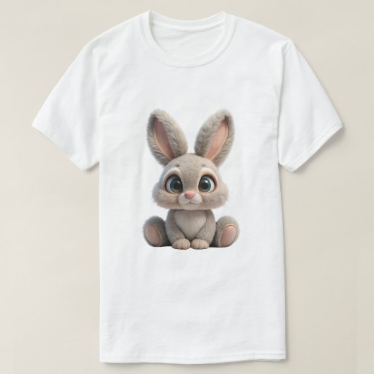 Schattig Donzig 3D Konijn Konijn Karakter T-shirt (Design voorkant)