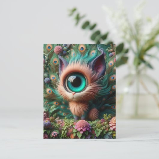 Schattig donzig eenogig Kat Briefkaart (Staand voorkant)