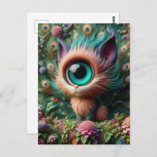 Schattig donzig eenogig Kat Briefkaart (Voorkant / Achterkant)