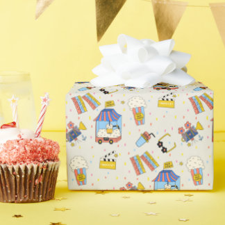 Schattig Doodle Bioscoop Popcorn Film Nacht Cadeau Cadeaupapier