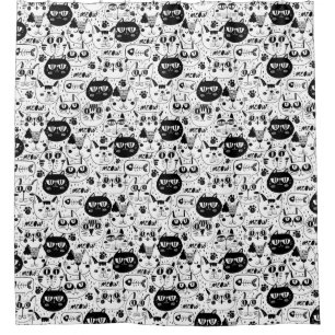 Schattig Doodle Cats Patroon Douchegordijn