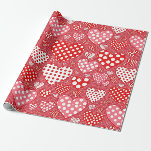 Schattig Doodle Hart in Rood Zwart en Wit Cadeaupapier