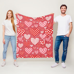 Schattig Doodle Hart in Rood Zwart en Wit Fleece Deken