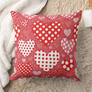 Schattig Doodle Hart in Rood Zwart en Wit Kussen
