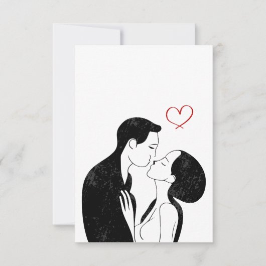 Schattig Doodle Liefde Hart Romantisch Stel Kus Bedankkaart (Voorkant)
