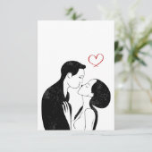 Schattig Doodle Liefde Hart Romantisch Stel Kus Bedankkaart (Staand voorkant)