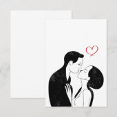 Schattig Doodle Liefde Hart Romantisch Stel Kus Bedankkaart (Voorkant / Achterkant)
