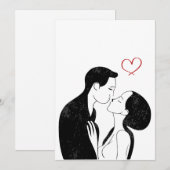 Schattig Doodle Liefde Hart Romantisch Stel Kus Feestdagenkaart (Voorkant / Achterkant)