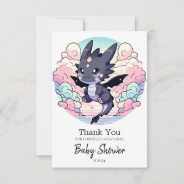 Schattig Dragon-Baby shower Bedankkaart