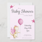 Schattig Dragon Pink Meisje Baby shower Kaart (Voorkant)