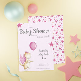 Schattig Dragon Pink Meisje Baby shower Kaart