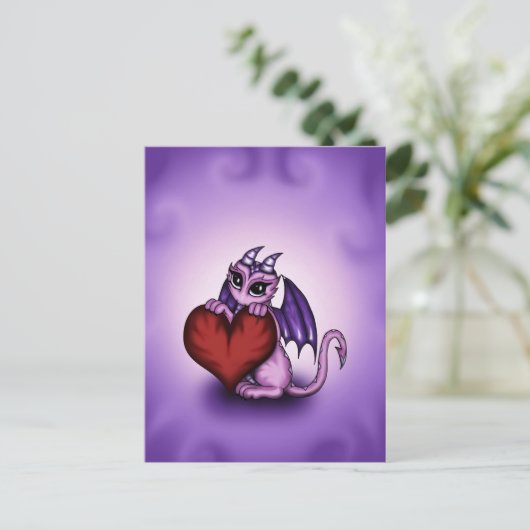schattig drakenhart briefkaart (Staand voorkant)