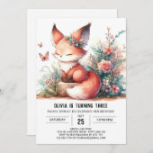 Schattig Dreamy Fox Verjaardag digitaal Kaart (Voorkant / Achterkant)