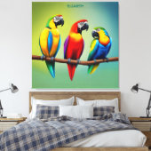 Schattig Drie Papegaaien Rusty Fantasy  Schattig Canvas Afdruk (Insitu (Slaapkamer))
