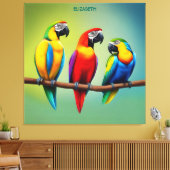 Schattig Drie Papegaaien Rusty Fantasy  Schattig Canvas Afdruk (Insitu (Woonkamer))