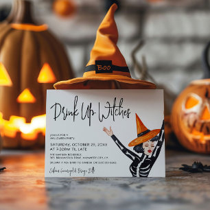 Schattig 'Drink Up Heksen' Meisjes Halloween Feest Kaart