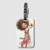 SCHATTIG DROMERIG MEISJE OP HET STRAND BAGAGELABEL (Voorkant (verticaal))