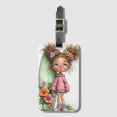 SCHATTIG DROMERIG MEISJE OP HET STRAND BAGAGELABEL (Voorkant (verticaal))