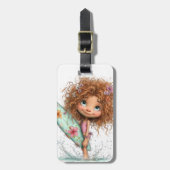 SCHATTIG DROMERIG MEISJE OP HET STRAND BAGAGELABEL (Voorkant verticaal)