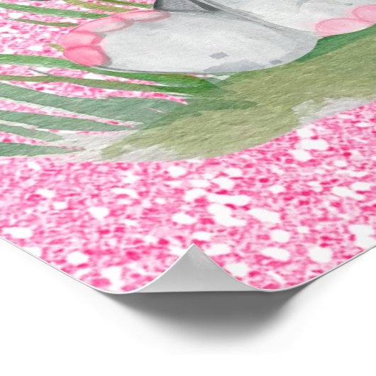 Schattig Droom Groot Roze Glitter Meisje Olifant   Poster (Hoek)