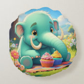 Schattig dubbelzijdig Baby mammoetontwerp Rond Kussen (Achterkant)