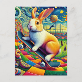 Schattig Dutch Rabbit Skateboarden Briefkaart