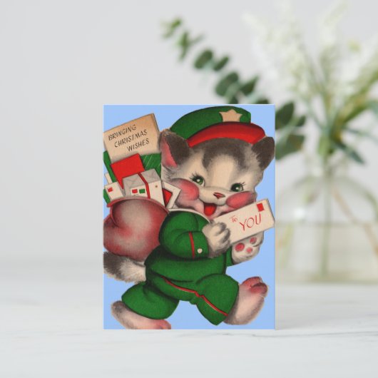 schattig e-mailkitten voor kerstpakketten feestdagenkaart (Staand voorkant)