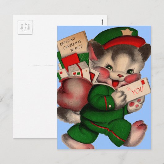 schattig e-mailkitten voor kerstpakketten feestdagenkaart (Voorkant / Achterkant)