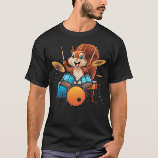 Schattig eekhoorn die drum speelt Eekhoorns drumme T-shirt