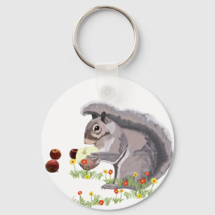 Schattig eekhoorn die een appel eet   sleutelhanger