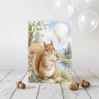 Schattig Eekhoorn Fantasievol Bos Verjaardag Kaart
