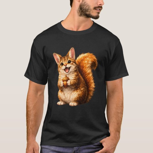 Schattig Eekhoorn Kat Grappig Hybride Dier Meme T-shirt (Voorkant)